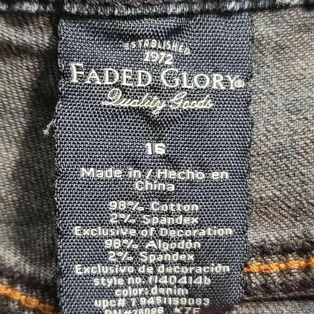 Faded Glory Jeans Womens Size 16 Blue Whisker Washout Denim Slim Straight Leg - Picture 4 of 12